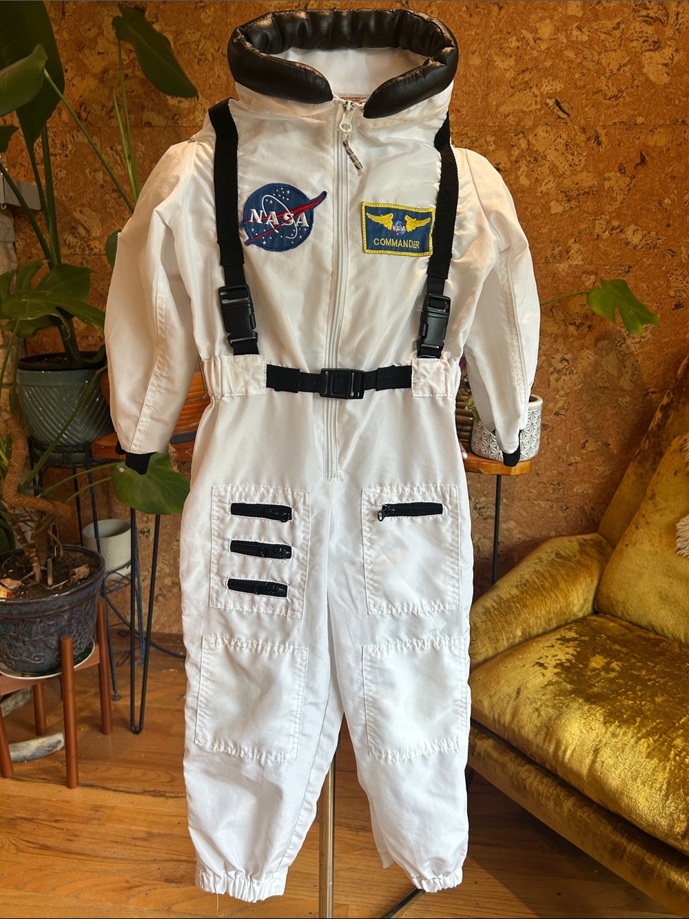 Kids White Astronaut-Style Jumpsuit with NASA Patch